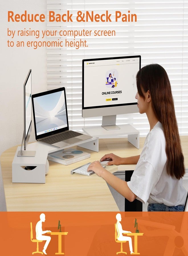 ErgoFocus Triple Monitor Stand Riser, Extra Long Monitor Lift for 3 Monitors, Dual Monitor Stand with Length and Angle Adjustable - Image 3