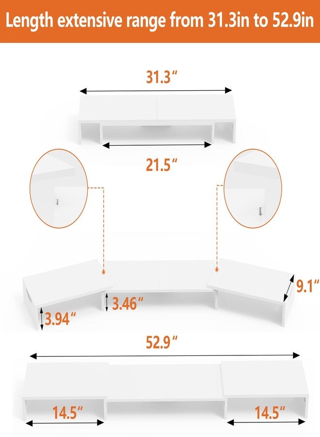 ErgoFocus Triple Monitor Stand Riser, Extra Long Monitor Lift for 3 Monitors, Dual Monitor Stand with Length and Angle Adjustable - Image 2