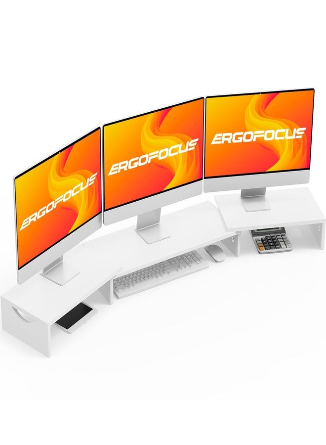 ErgoFocus Triple Monitor Stand Riser, Extra Long Monitor Lift for 3 Monitors, Dual Monitor Stand with Length and Angle Adjustable - Image 1
