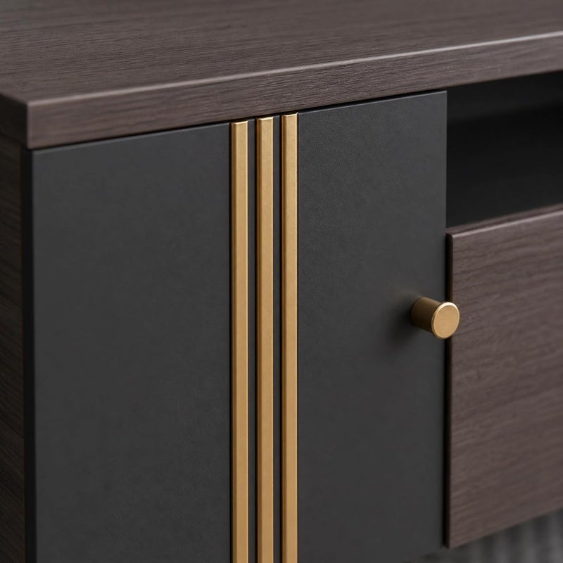 Modern Wenge TV Stand with Gold Accents & Storage - Sleek Media Console for Living Room, Bedroom - Image 4
