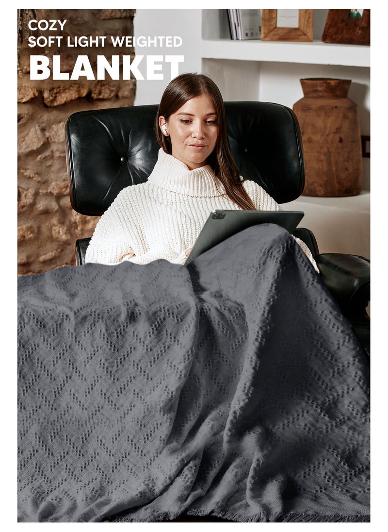 AC&L - AC&L Knitted Blanket For Bed, Couch, Sofa, Chair Throw Blanket For All Seasons - Cozy Soft Light Weighted Blanket For Picnic, Travel, Home Decor Gift - Image 1