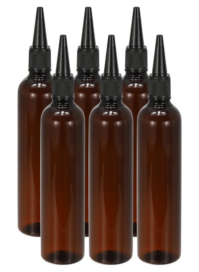 PATIKIL Plastic Applicator Bottle, 6 Pcs 3.4oz(100ml) Leak Proof Refillable Empty Dispenser Container Squeeze Bottle with Twist Top Cap for Hair Ink Liquid Sauces, Brown - Image 1