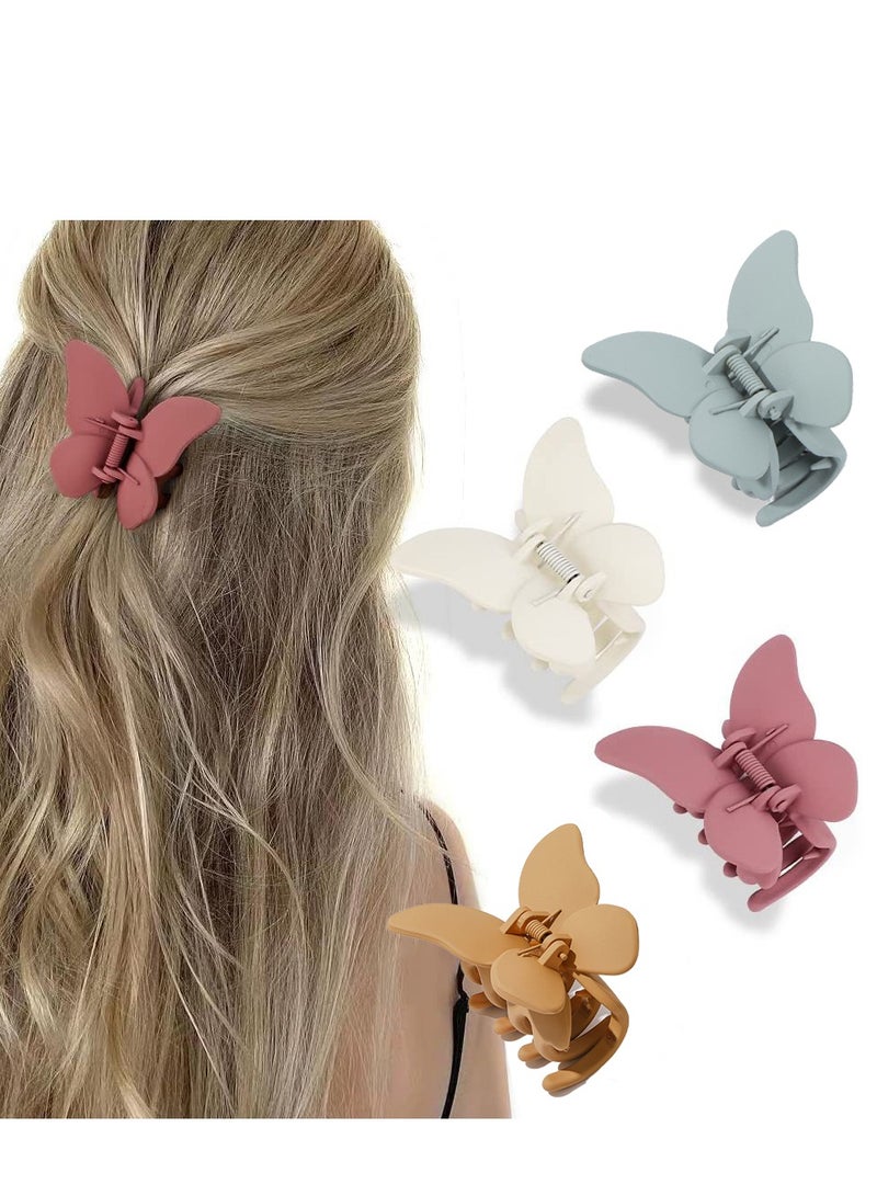Hair Claw Clips 4PCS Butterfly Hair Clips 2.6Inch Non Slip Matte Hair Claw Clip for Women Thin Hair Curly Hair - Image 1