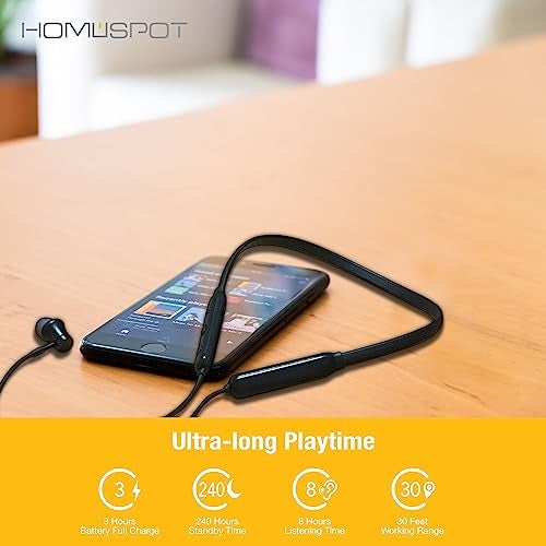 HomeSpot Neckband Wireless Earbuds aptX Low Latency Bluetooth 5.1 Headphones Qualcomm® CVC™ for Gym, Running, Gaming & Meeting Compatible with iPhone, Samsung Galaxy, Google - Image 3