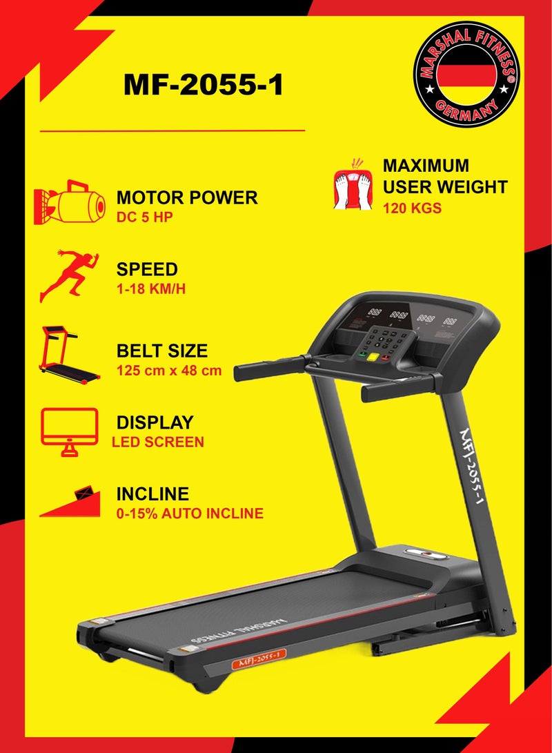 Marshal Fitness MF-2055-1 Foldable LCD Display Low Noise 5 HP DC Motor with 125 KGS Maximum User Weight  For Home Use - Image 2