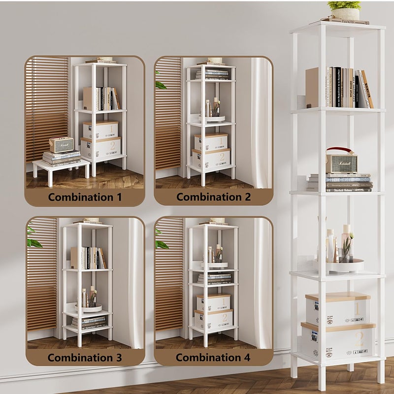 VIMBER End Table, Side Table, Set of 2, Nightstands with 2-Tier Storage Shelves, Sofa Tables for Small Space, Coach Table for Living Room Bedroom, White UTBT101W2 - Image 2