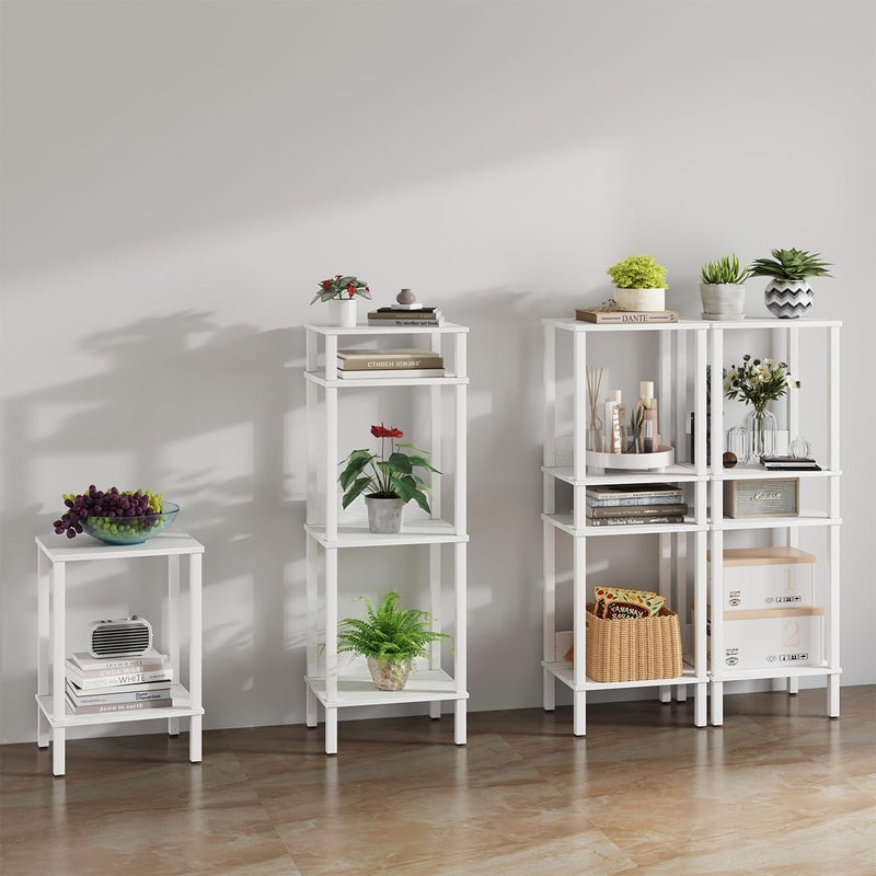 VIMBER End Table, Side Table, Set of 2, Nightstands with 2-Tier Storage Shelves, Sofa Tables for Small Space, Coach Table for Living Room Bedroom, White UTBT101W2 - Image 3