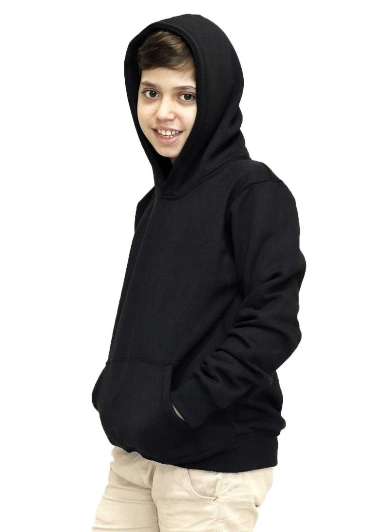 OneHand Hoodie Melton Cotton For Kids - Black - Image 2