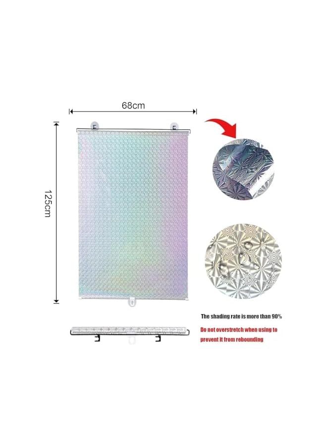 The Bros ستارة تعتيم، ستائر مكتب، ستائر قابلة للسحب بدون تثقيب، ستائر شفط محمولة، ستارة شمسية للمنزل، ستارة شمسية للشرفة بدون مسامير، 125×68 سم (فضي) - Image 5