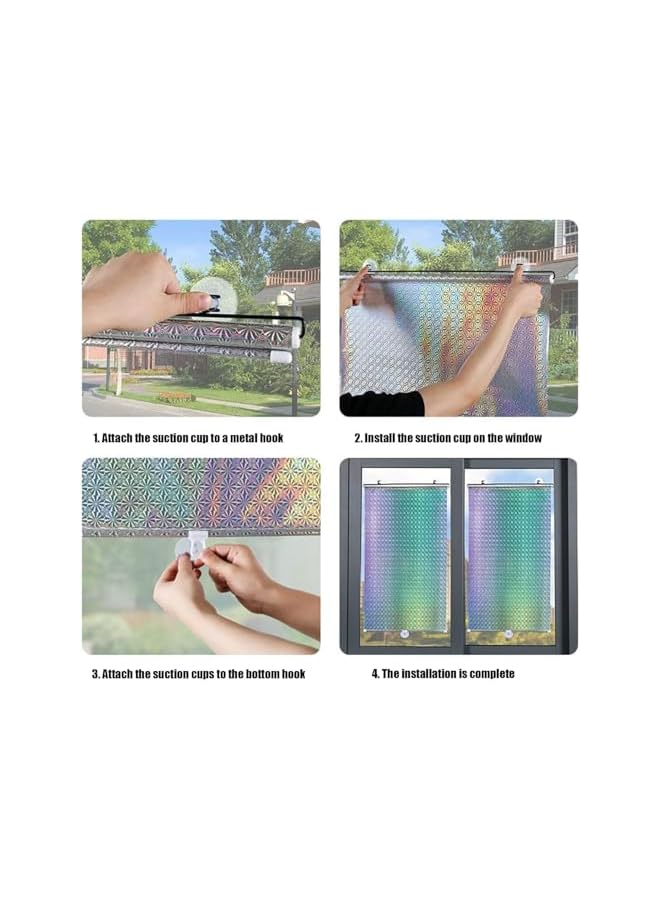 The Bros ستارة تعتيم، ستائر مكتب، ستائر قابلة للسحب بدون تثقيب، ستائر شفط محمولة، ستارة شمسية للمنزل، ستارة شمسية للشرفة بدون مسامير، 125×68 سم (فضي) - Image 3