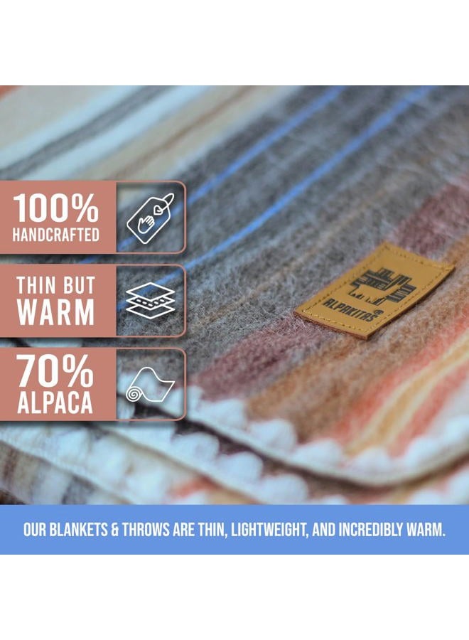ALPAKITAS Alpaca Wool Blanket - Queen Size Bed Blanket - Alpaca Throw Blankets - Best Gift & Warm Blanket Throw, Lightweight, Couch or Camp- Outdoor Blanket - 87 x 64 inches (White & Brown) - Image 3