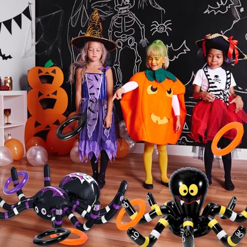 Max Fun Halloween Ring Toss Games for Kids, 2 Pack Inflatable Spiders Set Halloween Party Favor Supplies Holiday Carnival School Decoration Outdoor Indoor Spooky Creepy Game - Image 5