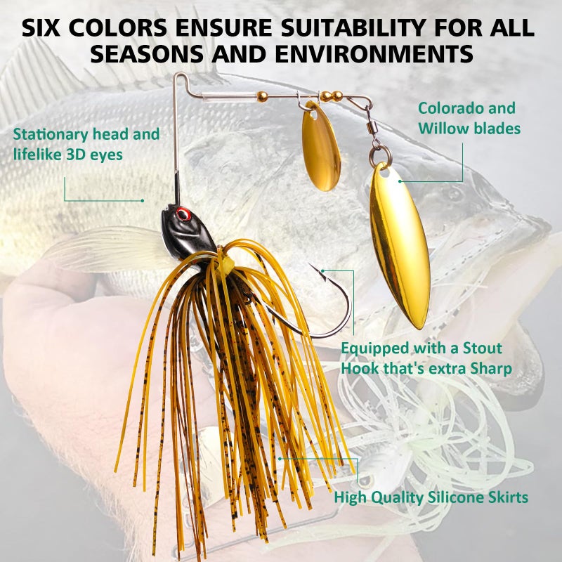 FONMANG 6pcs Fishing Lures Spinner baits for Freshwater and Saltwater,2026 New Bass Fishing Lure Also for Trout Crappie Salmon Walleye - Image 2