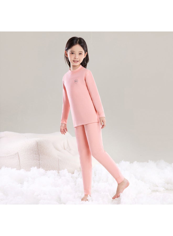 Children's Winter Fleece-lined Thickened Thermal Underwear Suit For Boys And Girls Olympic Grain Fleece Extra Thick Autumn Clothes Autumn Trousers Baby Pajamas
