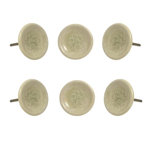 Perilla Home Set of 6 White Sofia Ceramic Knob for Kitchen Cabinets Decorative Ceramic Handles and Pull Knob for Dresser Drawer Living Room Kitchen Bathroom Closet Cupboard Furniture - Image 1