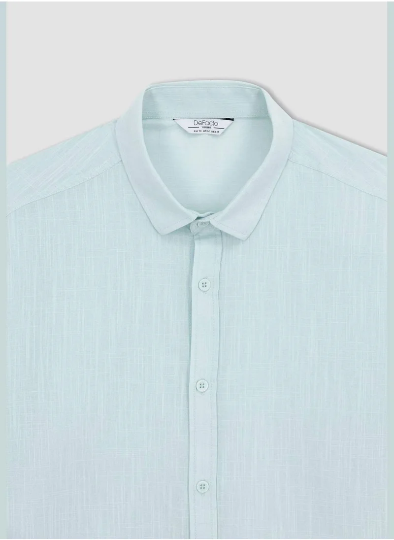 DeFacto Slim Fit Basic Long Sleeve Cotton Shirt