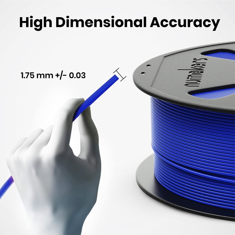 NUMAKERS PLA+ 3D Printer Filament, 1.75mm, Dimensional Accuracy +/- 0.03 mm, 1 kg Spool (2.2 lbs), Compatible with Most FDM Printers (Royal Blue) - Image 3