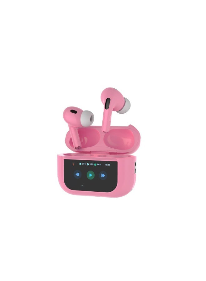 porodo Blue Earbuds Pro2 with Screen, Deep Bass, Touch Control, Camera Shutter, Music Playback, Call Management, 20 Hours Working Time, 1.47 inches Screen Size - Pink - Image 1