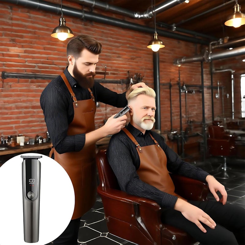 Clippers Hair for Men 5-in-1, Kit Grooming Electric with Display LCD, Attachments Multiple, Type-C Charging, Modes Three-Speed, Steel Blades, 120 Min Runtime, for Salon and Home Use - Image 4