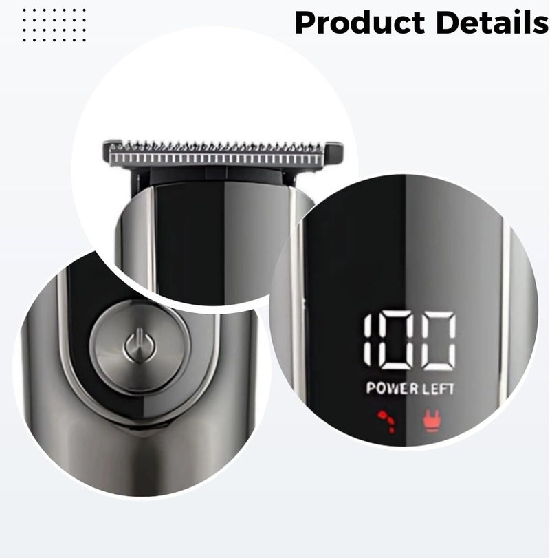 Clippers Hair for Men 5-in-1, Kit Grooming Electric with Display LCD, Attachments Multiple, Type-C Charging, Modes Three-Speed, Steel Blades, 120 Min Runtime, for Salon and Home Use - Image 5