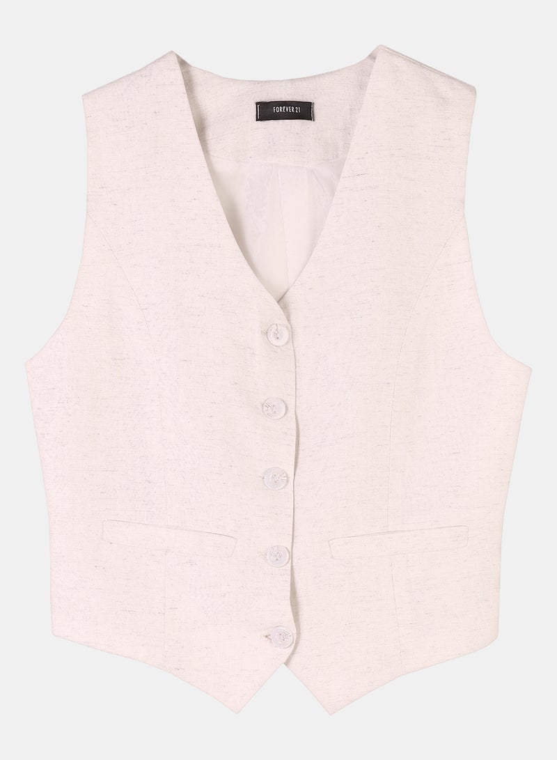 FOREVER 21 Tailored V-Neck Button-Down Waistcoat - Image 1