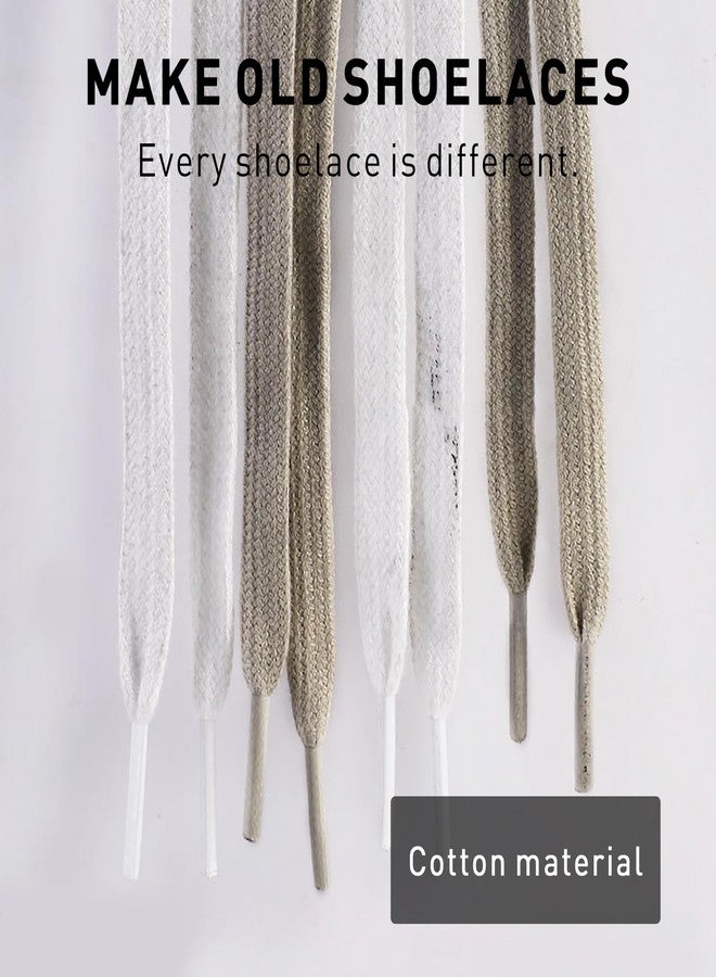 UamGlsob Old Shoe Laces for Sneakers, 5/16‘’(8MM) Artisanal aging Dirty Cotton Flat Athletic Shoelaces Replacement Strings, Champagne Beige, 54"/140cm - Image 4