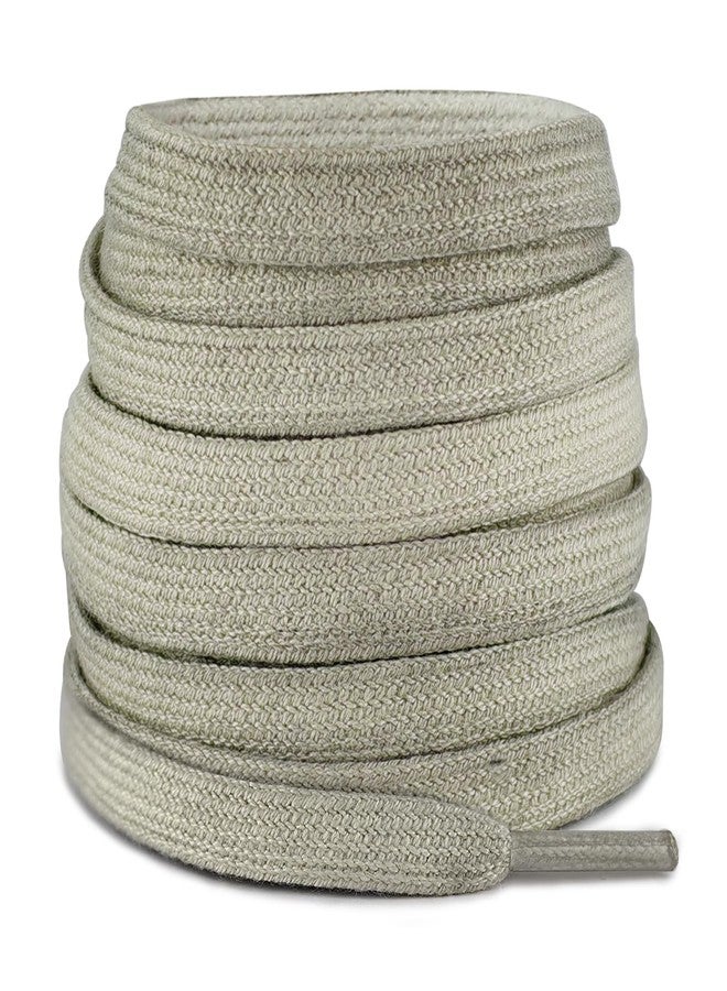 UamGlsob Old Shoe Laces for Sneakers, 5/16‘’(8MM) Artisanal aging Dirty Cotton Flat Athletic Shoelaces Replacement Strings, Champagne Beige, 54"/140cm - Image 1