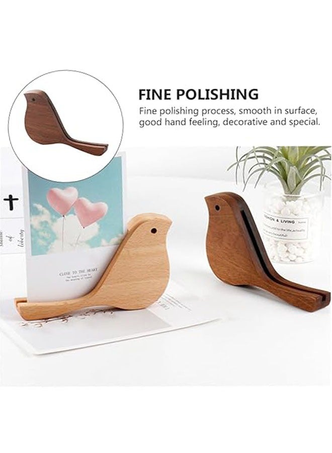 general Wooden creative bird-shaped desk calendar shelf, desktop sticky notes, message postcards, solid wood base, creative decoration - Image 4