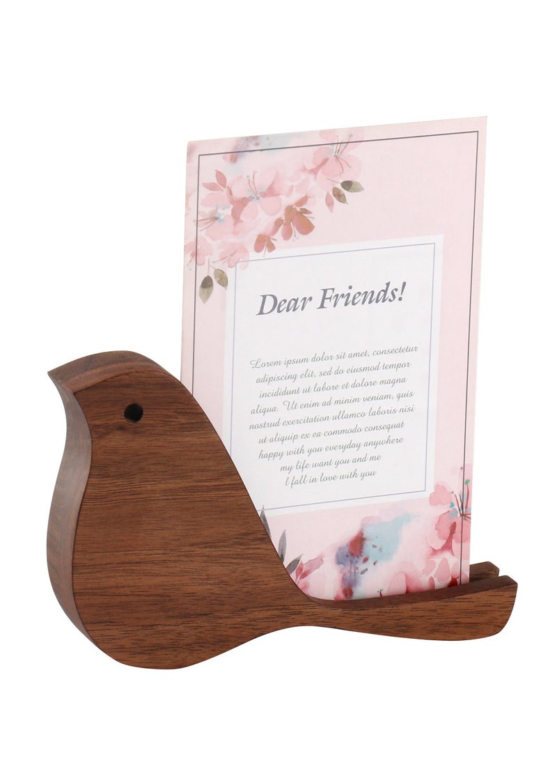 general Wooden creative bird-shaped desk calendar shelf, desktop sticky notes, message postcards, solid wood base, creative decoration - Image 1