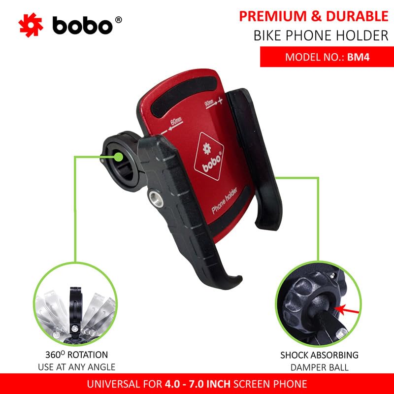 BOBO BM4 Jaw-Grip Waterproof Bike/Motorcycle/Scooter Mobile Phone Holder Mount, Ideal for Maps and GPS Navigation (Red) - Image 2