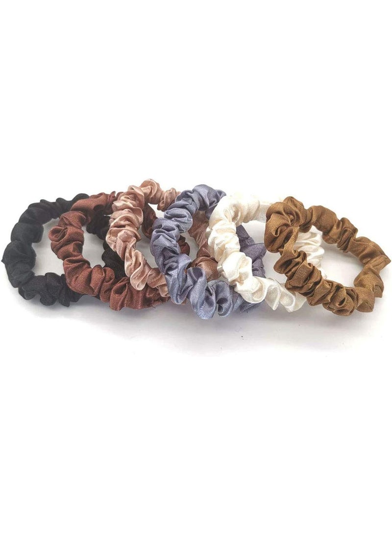 ربطات شعر حريرية ناعمة ومريحة بحجم صغير للنساء والفتيات من اكسسوارات الشعر من 6 قطع - Image 3