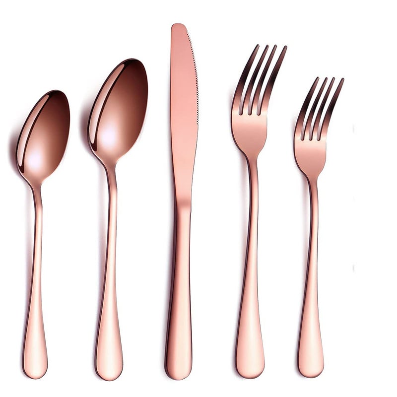 DANSR DANSR CopperRose Gold Silverware Set Tableware Flatware Set Kitchen Utensil Set Stainless Steel Flatware Cutlery Set Includes Forks Spoons Knives Dinnerware Kitchen Dining Collectionset of 1  - Image 1