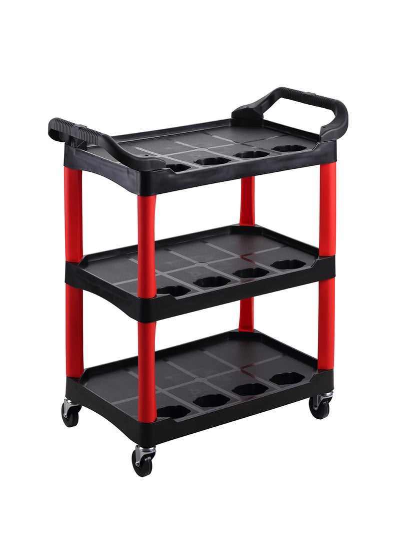 LAWAZIM Tool Cart with Aluminum Pipes -3 Tier Red and Black- Mobile Tool Organizer with Swivel Caster Wheels, Sturdy Shelves, and Dividers -Ideal for Workshop, Garage, DIY Projects, and Industrial Use  - Image 2