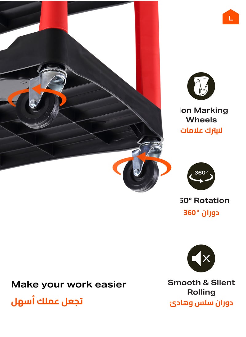 LAWAZIM Tool Cart with Aluminum Pipes -3 Tier Red and Black- Mobile Tool Organizer with Swivel Caster Wheels, Sturdy Shelves, and Dividers -Ideal for Workshop, Garage, DIY Projects, and Industrial Use  - Image 5