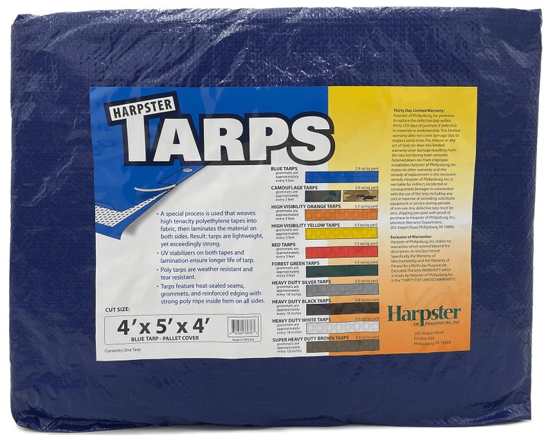 Harpster Tarps 4 Ft x 5 Ft x 4 Ft Heavy Duty Silver Poly Pallet Cover 