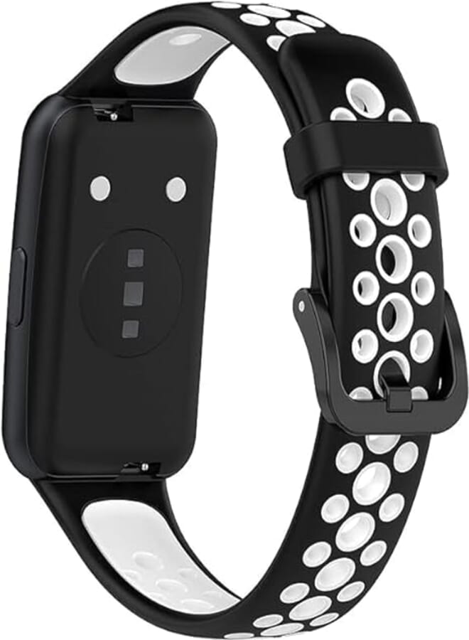 Next Next store Sport Band Compatible with Huawei Band 7 / Honor Band 7, Lightweight Silicone Sweatproof Strap (Black " White)