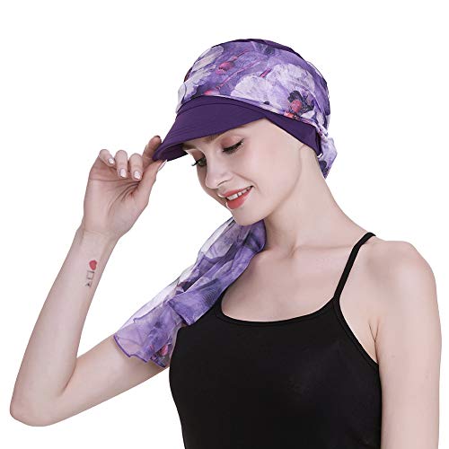 FocusCare Cowboys Caps for Cancer Women Winter Headwear Scarves Chemo Hair Loss Purple - Image 3