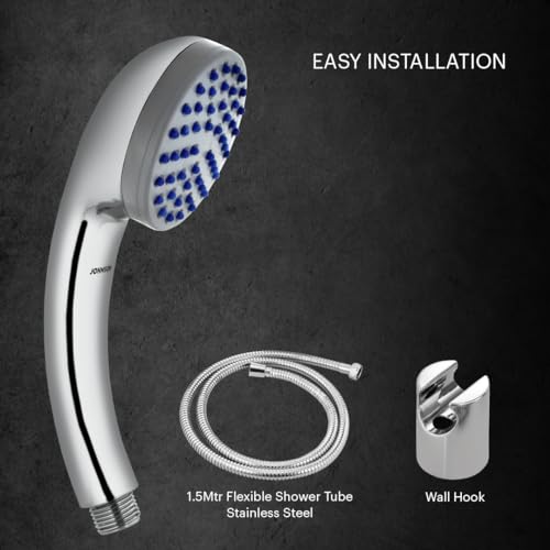 Johnson Bathrooms Johnson Aro Single Flow Hand Shower with 1.5mt Hose & Hook| Rain flow Handheld Round Shower| High-Pressure ABS Material Anti-Corrosion Single Flow Hand Shower| 1 Year Warranty| (S0317CAMZ- Chrome) - Image 2