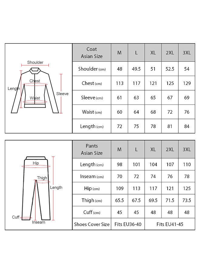 Sulaite Waterproof Rain Coat Pants Set with Invisible Shoes Cover Rainproof Suit L  - Image 5
