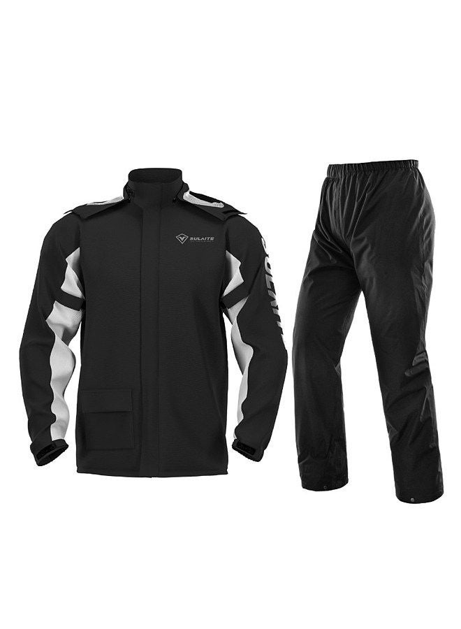 Sulaite Waterproof Rain Coat Pants Set with Invisible Shoes Cover Rainproof Suit L  - Image 1