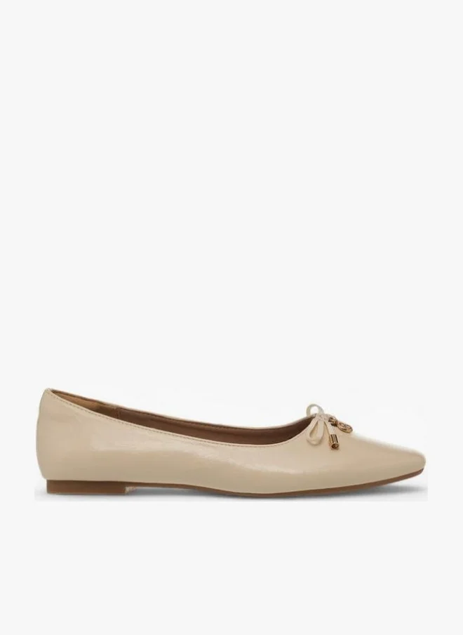 Celeste Women's Solid Slip-On Ballerina Shoes with Bow Accent