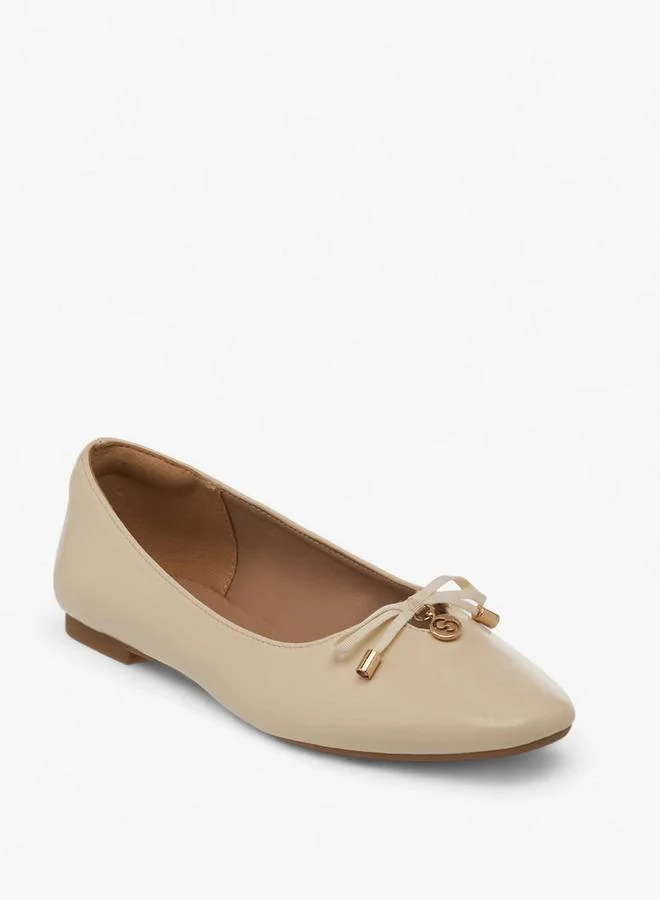Celeste Women'S Solid Slip-On Ballerina Shoes With Bow Accent