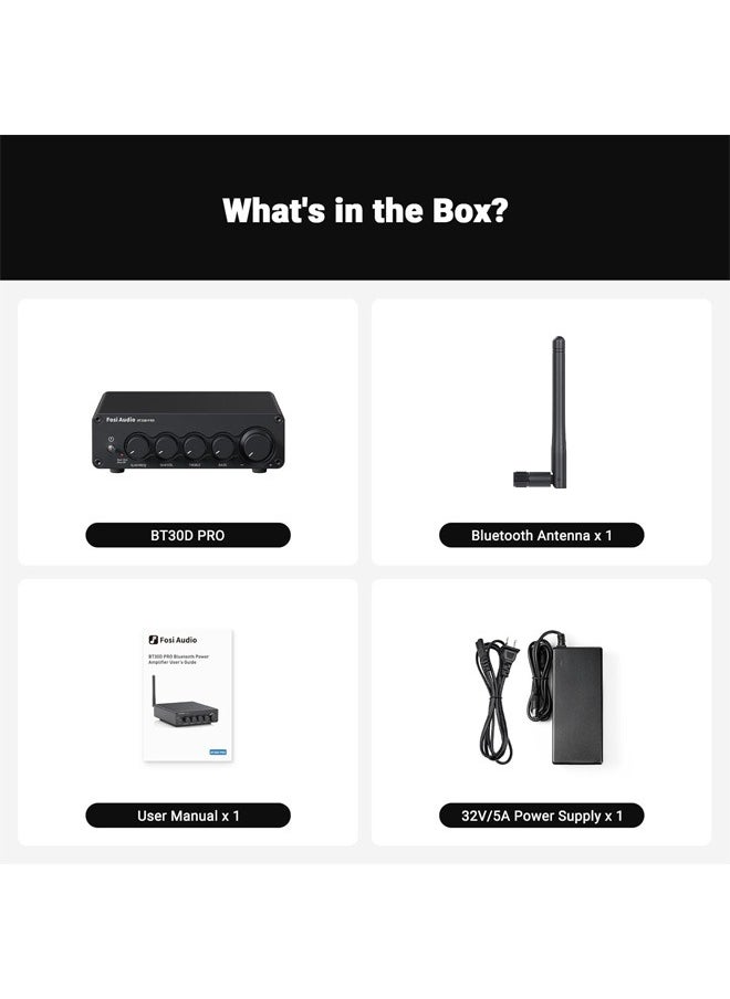 Fosi الصوت Fosi Audio BT30D Pro TPA3255 مضخم صوت ستيريو 5.0 عالي الوضوح بتقنية البلوتوث 5.0 مضخم صوت ستيريو 2.1 قناة صغيرة مدمجة من الفئة D 165 واط ×2+350 واط لمكبرات الصوت المنزلية الخارجية/مكبرات الصوت المكتبية/مكبرات الصوت الفرعية  - Image 2