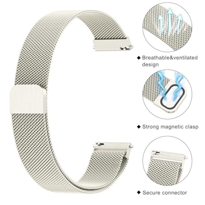 Meliya 18Mm Metal Bands For Garmin Venu 3S / Venu 4 41Mm / Venu 2S / Vivoactive 4S / Vivomove 3S / Forerunner 265S Watch Bands, Quick Release Stainless Steel Metal Replacement Wristband Strap For Garmin Forerunner 255S/265S Bands Women Men (Starlight) - Image 3