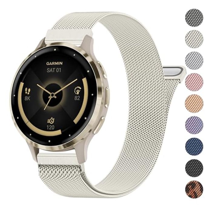 Meliya 18Mm Metal Bands For Garmin Venu 3S / Venu 4 41Mm / Venu 2S / Vivoactive 4S / Vivomove 3S / Forerunner 265S Watch Bands, Quick Release Stainless Steel Metal Replacement Wristband Strap For Garmin Forerunner 255S/265S Bands Women Men (Starlight) - Image 4