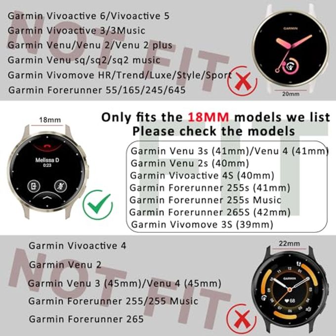 Meliya 18Mm Metal Bands For Garmin Venu 3S / Venu 4 41Mm / Venu 2S / Vivoactive 4S / Vivomove 3S / Forerunner 265S Watch Bands, Quick Release Stainless Steel Metal Replacement Wristband Strap For Garmin Forerunner 255S/265S Bands Women Men (Starlight) - Image 2