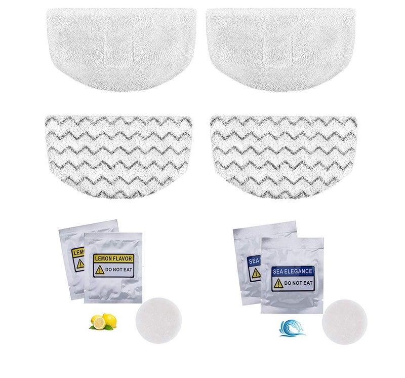 LeFix 4 Pack Washable Steam Mop Pads Replacement  4 Fragrance Discs Compatible with Bissell Powerfresh 1940 1440 1544 1806 2075 Series Model 19402 19404 19408 19409 1940a 1940f 1940q 1940t 1940w