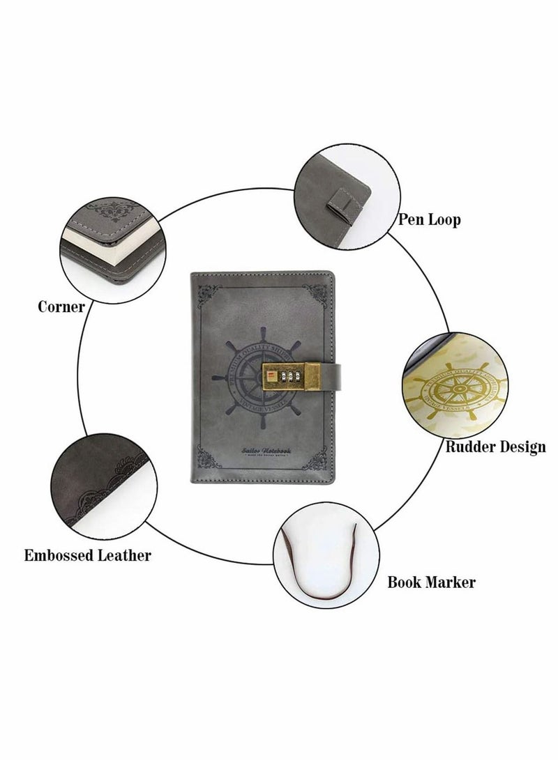 Excefore B6 Leather Journal with Lock, Leather Journal, Leather Blank Book, Poetry Journal, Unlined Journal Notebooks Journals to Write in for Women, Mens Journal Leather Bound Writing Notebook - Image 2