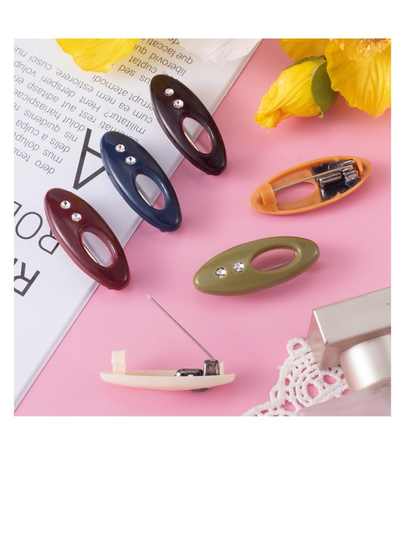 Excefore دبابيس حجاب عصرية، 18 قطعة من 6 ألوان متنوعة من دبابيس الأمان للوشاح، دبابيس بروش ودبابيس وشاح ومشابك قفل أمان، دبوس حفاضات قماش للأطفال لملابس وشاح المسلمات، مجوفة بألوان مختلطة مع أحجار الراين - Image 4