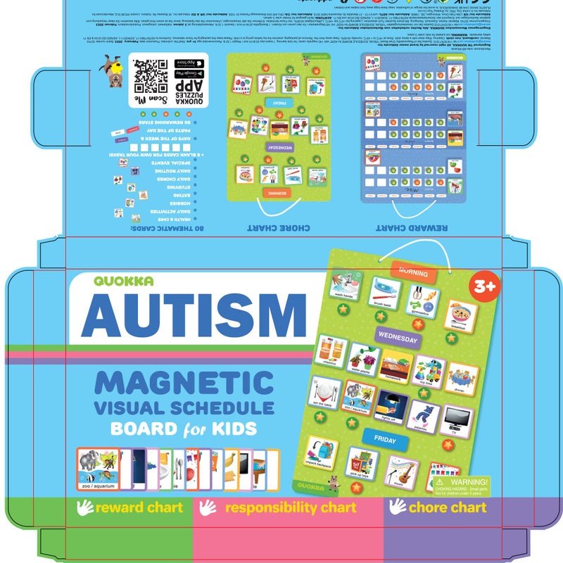 QUOKKA Visual Schedule for Kids With Autism - 145 Reward Chore Chart for Multiple Kids - Behavior Routine Toy for Autistic Children Age 5-7 ADHD Tools - Responsibility Board Autism Learning Material - Image 4
